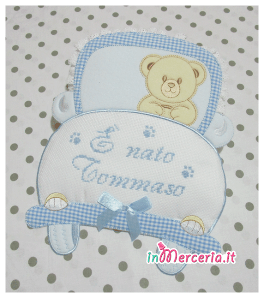 Fiocco nascita macchina "È nato Tommaso"