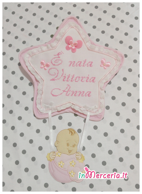 Fiocco nascita stella rosa È nata Vittoria Anna