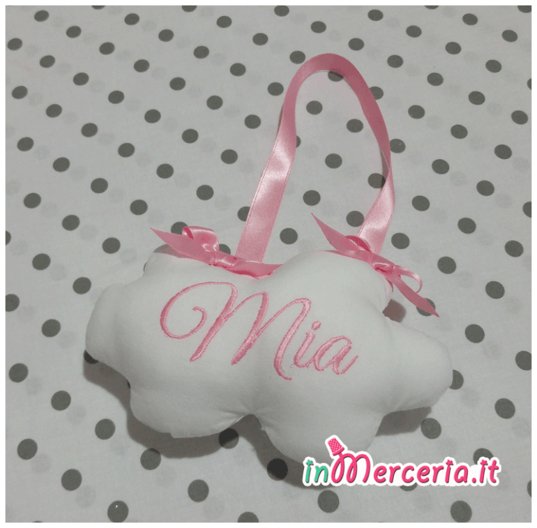 Sacchetto e busitna nascita e asilo e fiocchi nascita nuvola e stella per Mia