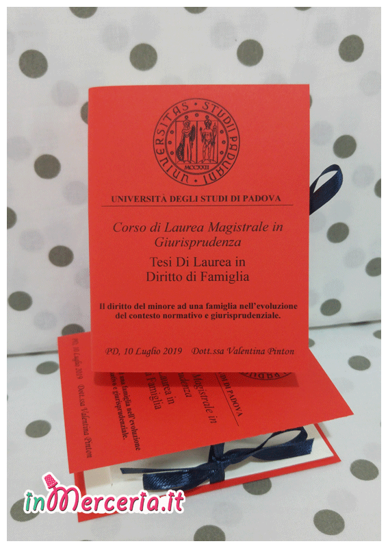 Bomboniere portaconfetti a forma di libro per Laurea Magistrale in Giurisprudenza della “Dott.ssa Pinton”