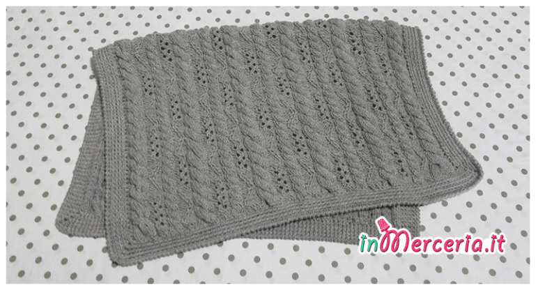 Copertina nuvola per neonato in lana con trecce