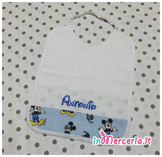 Set asilo Topolino Mickey Mouse – Sacchetto, asciugamano, e bavetta per Antonio
