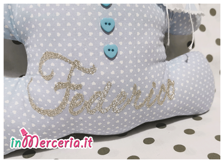 Fiocco nascita orso con palloncini cuore per "Federico"