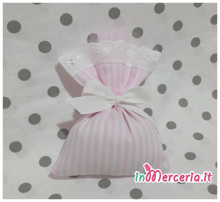 Sacchetti bomboniera portaconfetti rigati rosa