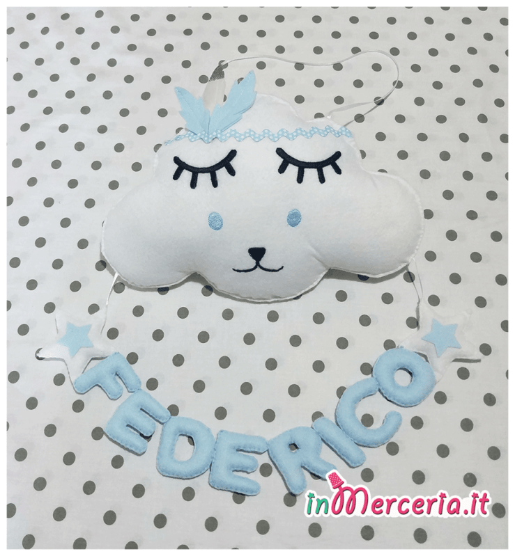 Fiocco nascita nuvola con stelle per Federico