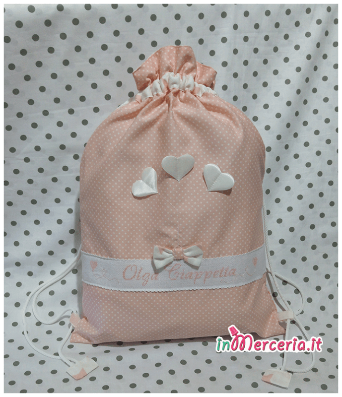 Set nascita e asilo - Copertina, lenzuolino, set asilo, sacchetto, bustine e etichette in aida per Olga