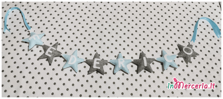 Banner cameretta in feltro con stelle e nome Federico