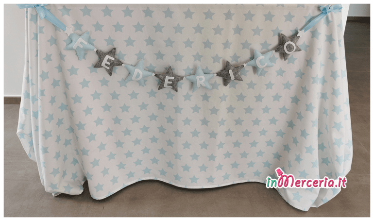 Banner cameretta in feltro con stelle e nome Federico
