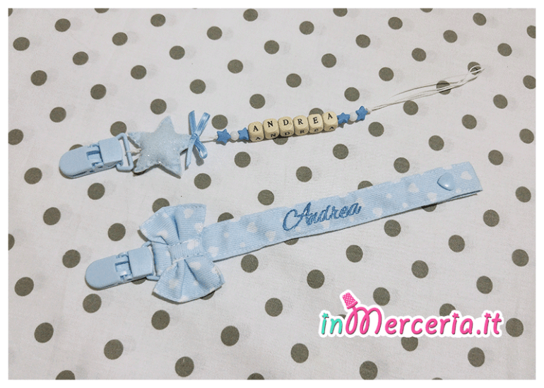 Clip e catenella porta ciuccio per Andrea