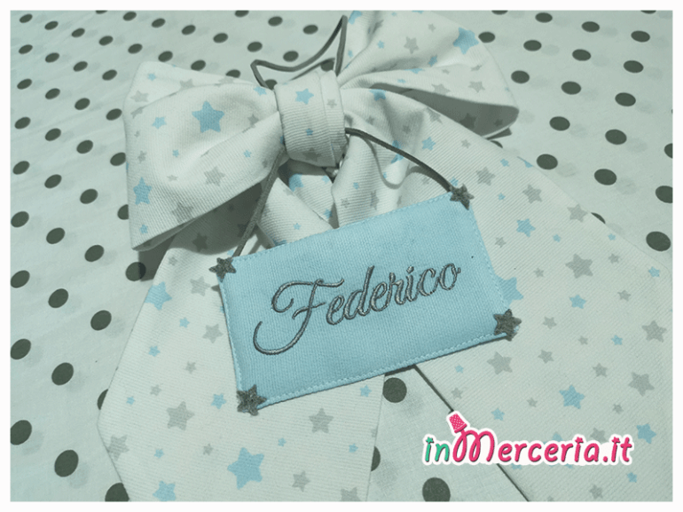Fiocco nascita stellato con targhetta per Federico