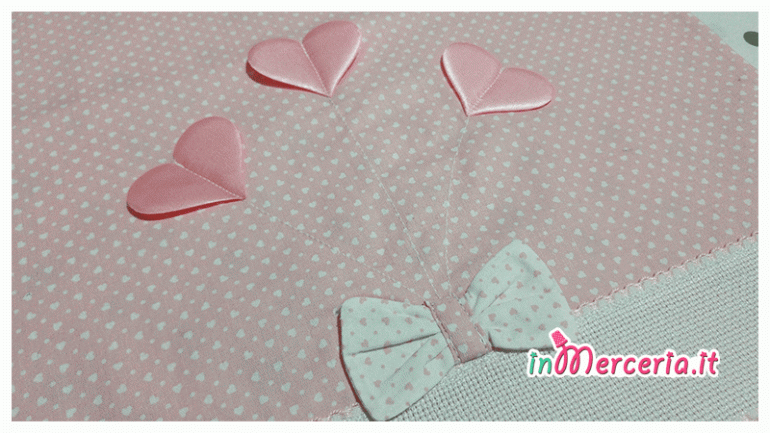 Sacchetto cuore con fiocco e palloncini cuore