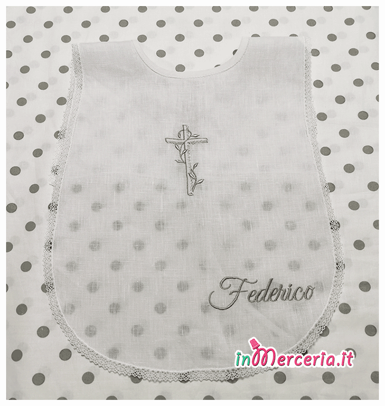 Camicina e asciugamano battesimo in cotone con croce per Federico