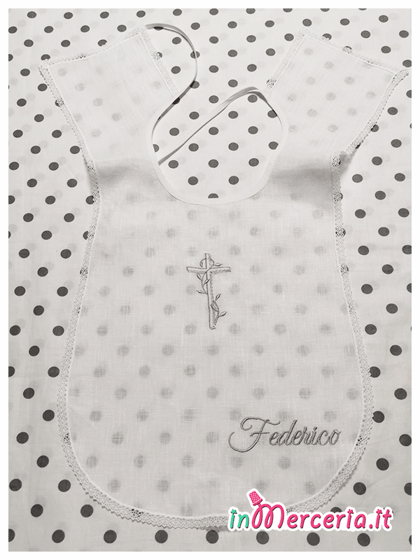 Camicina e asciugamano battesimo in cotone con croce per Federico