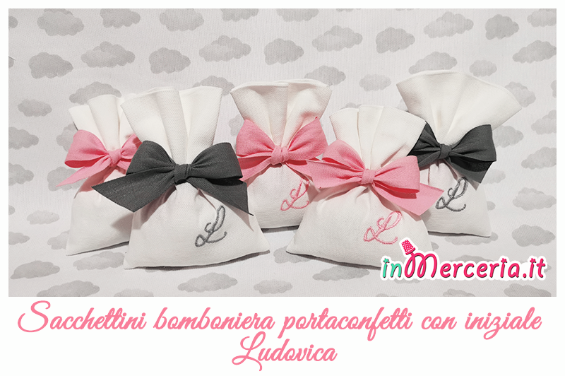 Sacchettini bomboniera portaconfetti con iniziale Ludovica