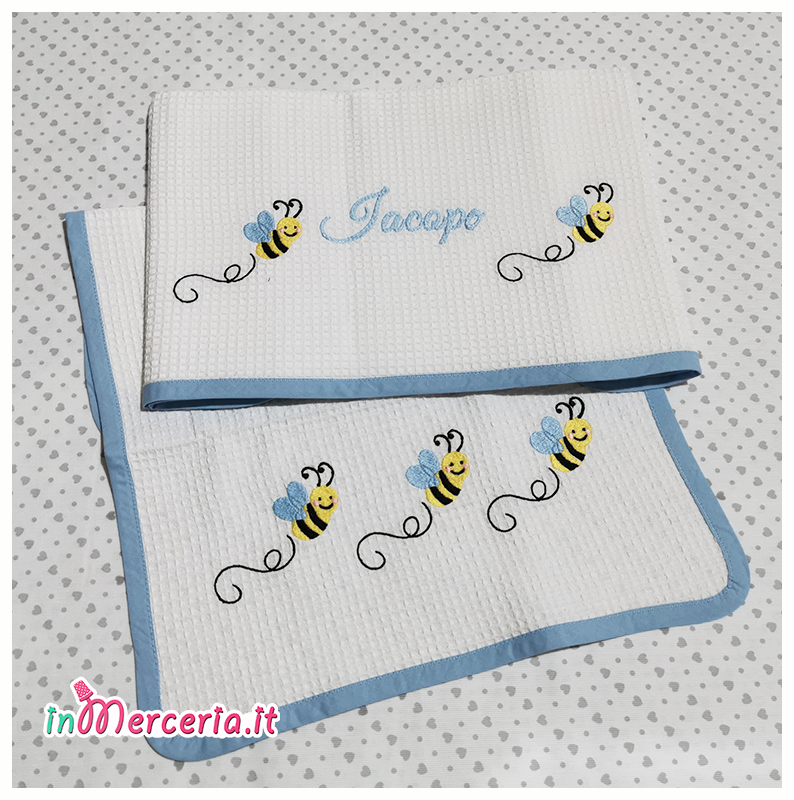 Asciugamani asilo in spugna e nido d'ape per Iacopo