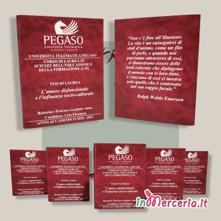 Bomboniere portaconfetti libro per Laurea in Scienze dell'educazione e della formazione della Dott.ssa Leto - Pegaso