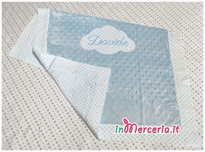 Copertina neonato in ciniglia con bolle e stelle per Davide