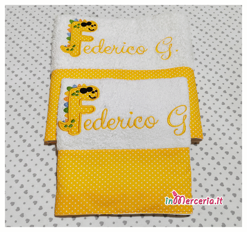 Coppia asciugamani dinosauro per Federico