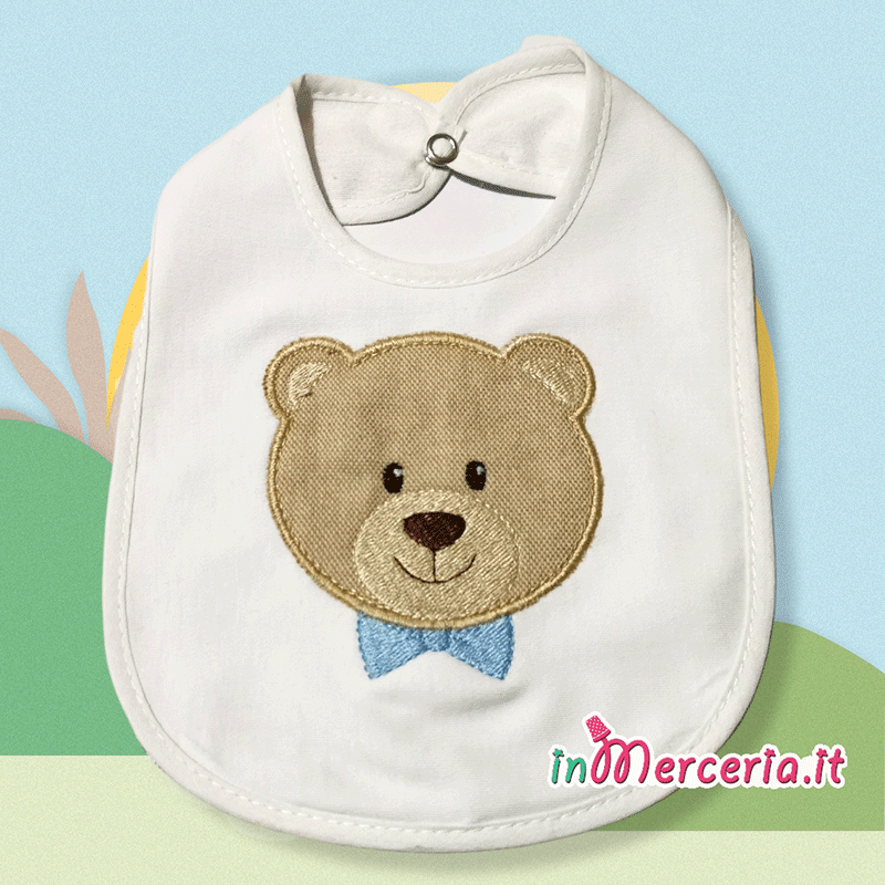 Bavetta neonato con orso e cravattino