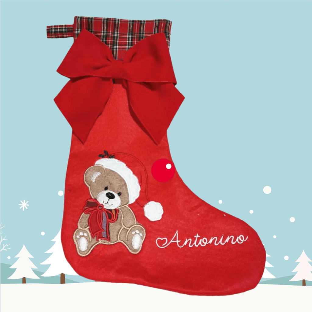 Calza della befana con orsetto per Antonino