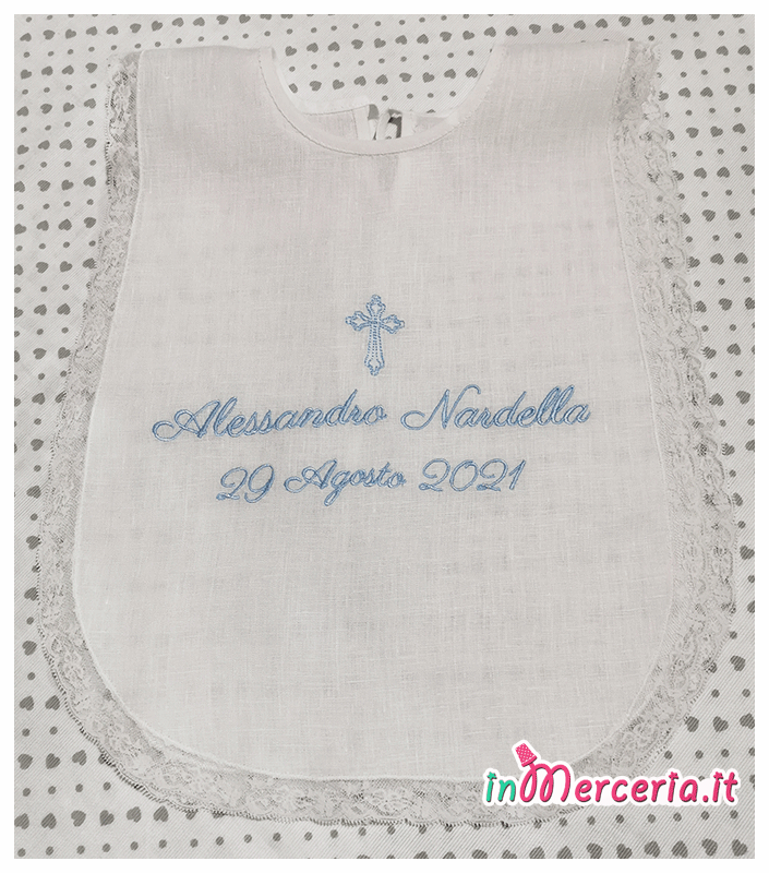 Camicina battesimo in lino con croce per Alessandro