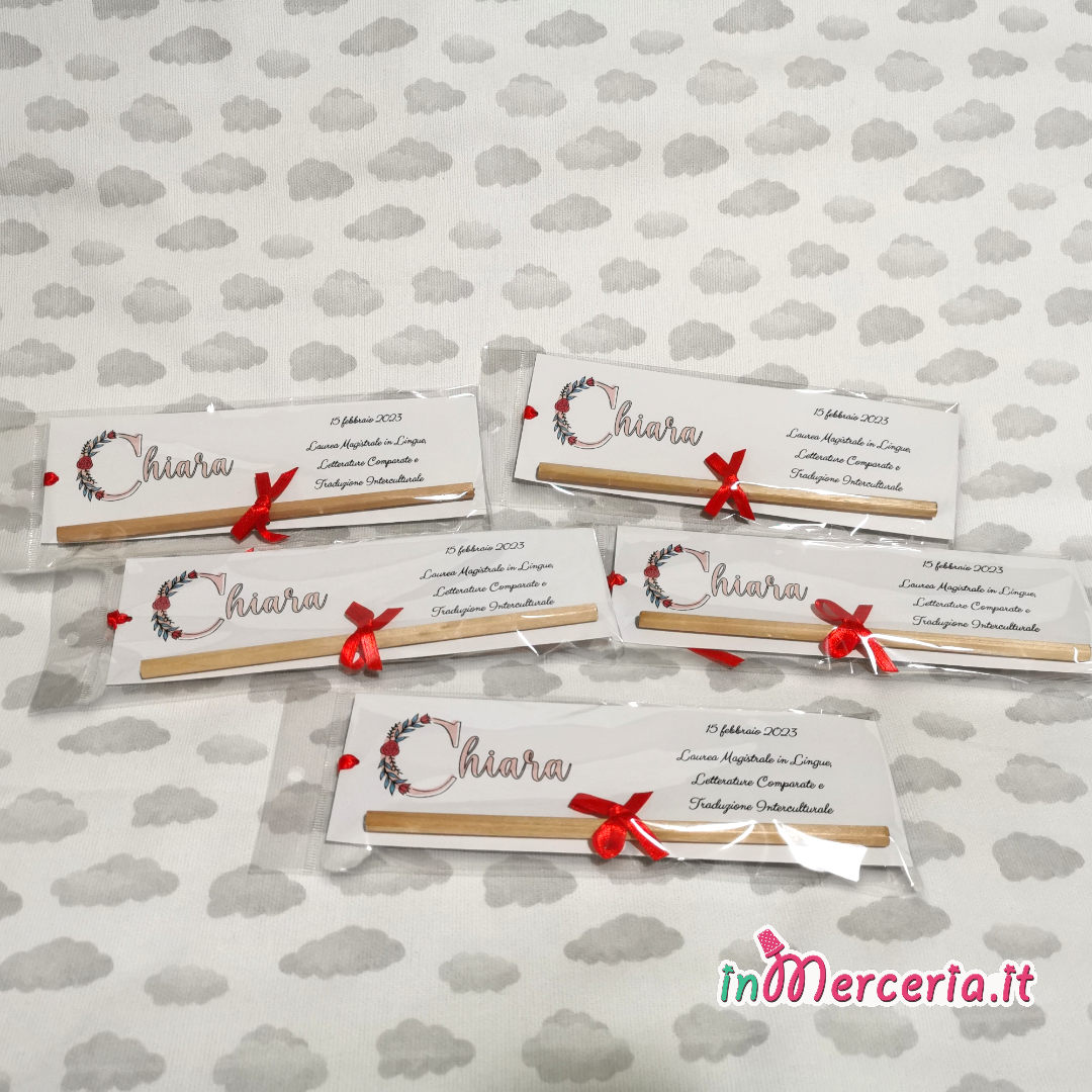 Bomboniere portaconfetti segnalibro per la Laurea di Chiara