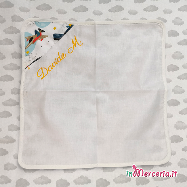 Set asilo astronauta – Sacchetto, tovagliolo, federa cuscino, bavetta e asciugamano DAVIDE