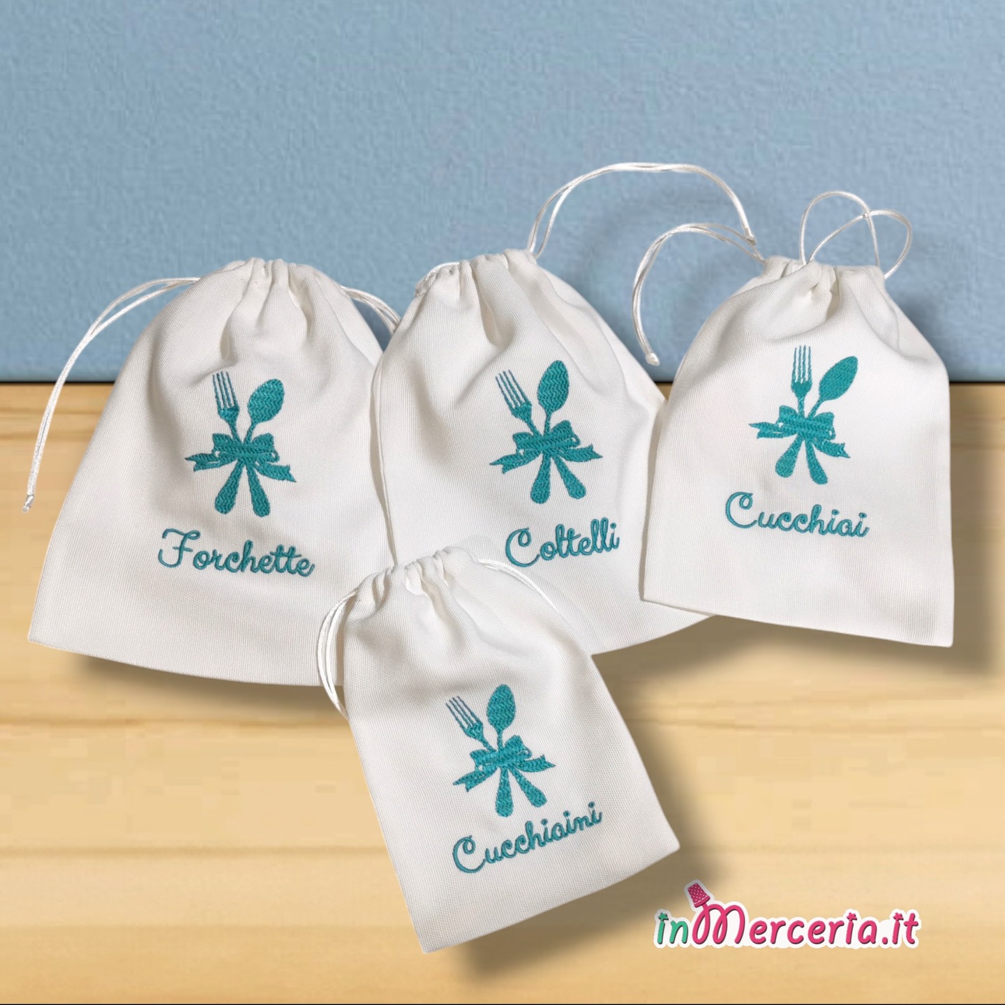 Sacchetti porta posate forchetta cucchiaio coltelli cucchiaini