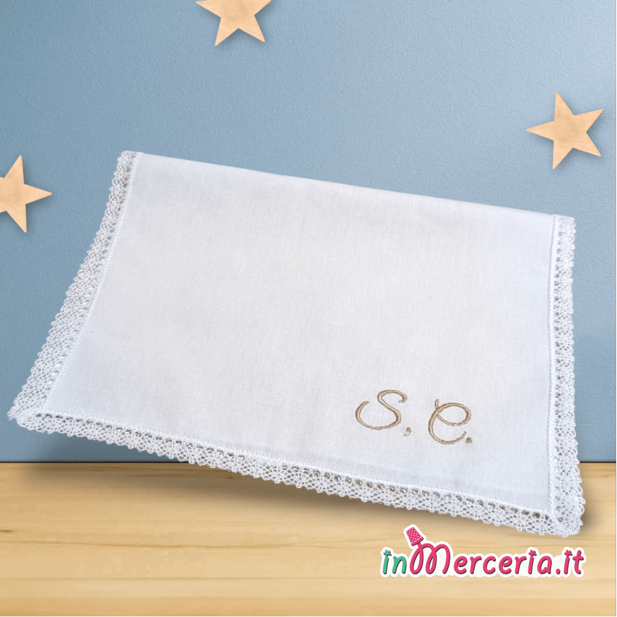 Camicina S. Battesimo con angelo preghiera e asciugamano con iniziali per Samuele