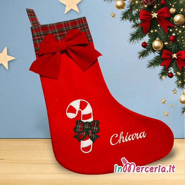Calza della befana con candy nome chiara