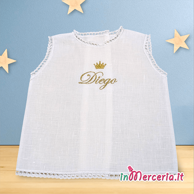 Camicina fortuna in lino con corona per Diego 1