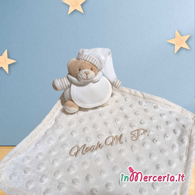 Orsetto doudou panna con nome Noah