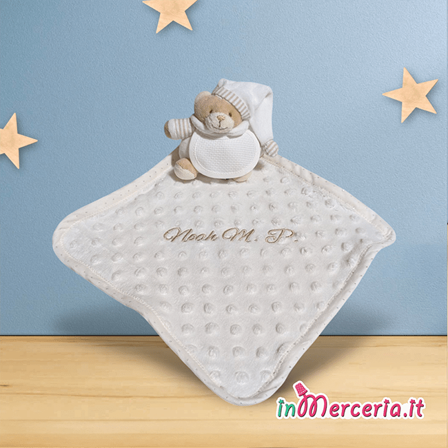 Orsetto doudou panna con nome Noah