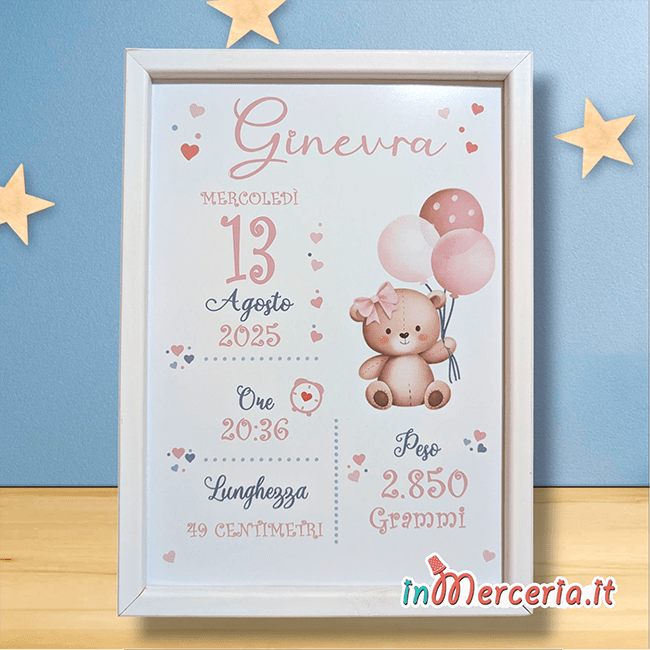 Quadretto nascita coniglio su luna per Ginevra