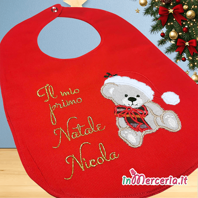 Bavetta con orsetto “Il mio primo Natale” Nicola