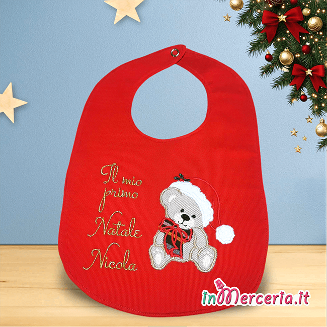 Bavetta con orsetto “Il mio primo Natale” Nicola