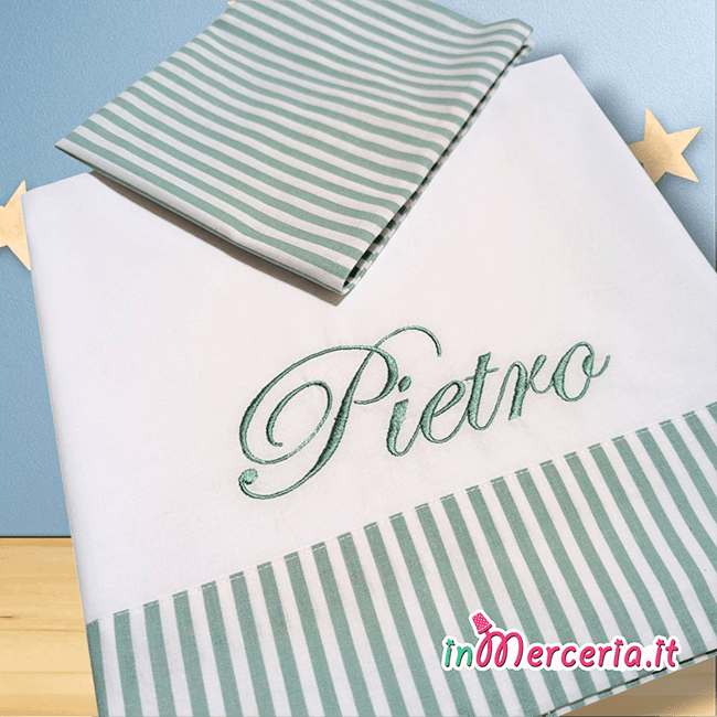 Set lenzuolino righe nome pietro