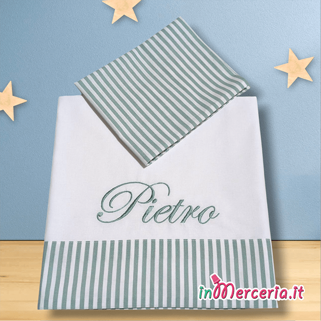 Set lenzuolino righe nome pietro