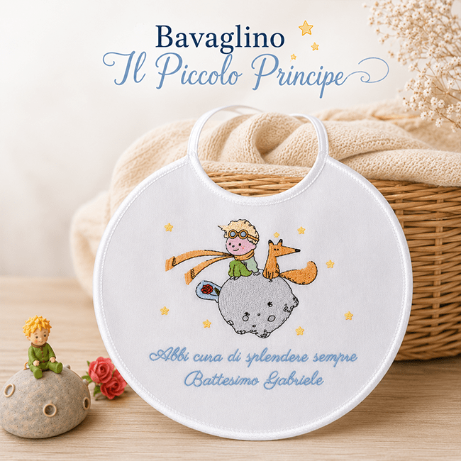 Bavaglia “Il Piccolo Principe” con dedica ricamata Gabriele